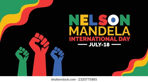 Nelson Mandela International Day background, banner, poster and card design template with standard color celebrated in july.