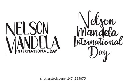 Texto de la colección del Día Internacional de Nelson Mandela. Arte vectorial dibujado a mano.