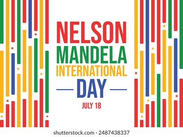 Nelson Mandela International Day vector background design in traditional color with typography in the center.