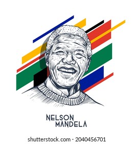 Nelson Mandela Vector Line Art Illustration