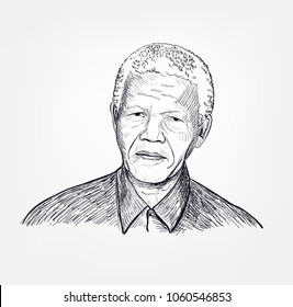 Nelson Mandela Vector Sketch Portrait