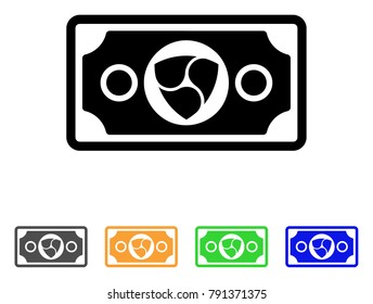 Nem Banknote icon. Vector illustration style is a flat iconic nem banknote black symbol with gray, yellow, green, blue color variants. Designed for web and software interfaces.