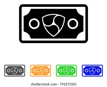 Nem Banknote icon. Vector illustration style is a flat iconic nem banknote black symbol with gray, yellow, green, blue color variants. Designed for web and software interfaces.