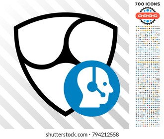 Nem Call Center icon with 700 bonus bitcoin mining and blockchain pictures. Vector illustration style is flat iconic symbols design for bitcoin software.