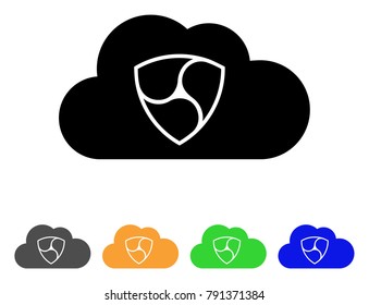 Nem Cloud icon. Vector illustration style is a flat iconic nem cloud black symbol with grey, yellow, green, blue color variants. Designed for web and software interfaces.