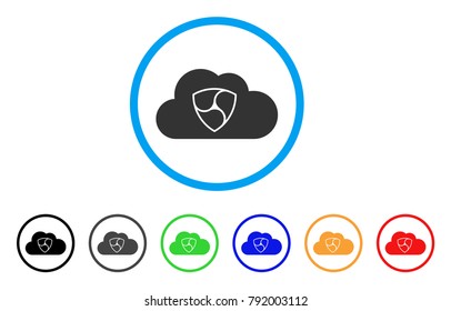 Nem Cloud rounded icon. Style is a flat grey symbol inside light blue circle with additional color versions. Nem Cloud vector designed for web and software interfaces.