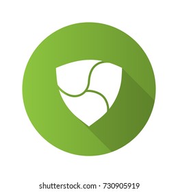 NEM coin flat design long shadow glyph icon. Cryptocurrency. Mining. Vector silhouette illustration