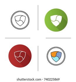 NEM coin icon. Flat design, linear and color styles. Cryptocurrency. Mining. Isolated vector illustrations