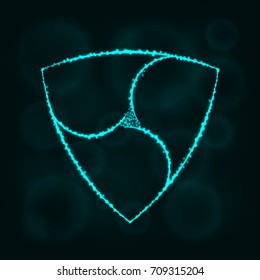 Nem coin vector icon. Nem coin symbol for your web design, internet, graphic interface, business. Nem coin illustration sign, lights silhouette on dark background. Nem coin glowing lines and points.