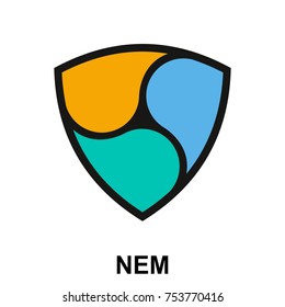 Nem crypto currency blockchain flat logo isolated on white background. Vector illustration