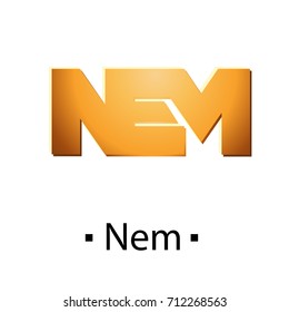 Nem cryptocurrency golden icon. Vector illustration isolated on white background.