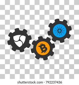 Nem Cryptocurrency Mechanics vector pictograph. Illustration style is flat iconic symbol on a chess transparent background.