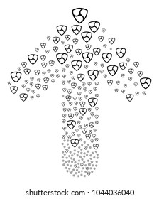 Nem Currency composition combined in the group of ahead direct arrow. Ahead directed arrow shape made from nem currency pictograms.