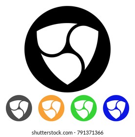Nem Currency icon. Vector illustration style is a flat iconic nem currency black symbol with grey, yellow, green, blue color variants. Designed for web and software interfaces.