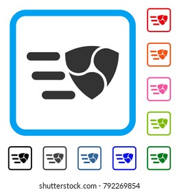 Nem Delivery icon. Flat gray iconic symbol in a blue rounded squared frame. Black, gray, green, blue, red, orange color variants of nem delivery vector. Designed for web and software UI.