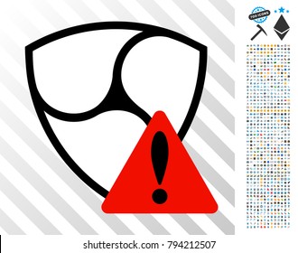 Nem Error icon with 700 bonus bitcoin mining and blockchain symbols. Vector illustration style is flat iconic symbols design for cryptocurrency software.