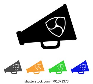 Nem Megaphone icon. Vector illustration style is a flat iconic nem megaphone black symbol with grey, yellow, green, blue color versions. Designed for web and software interfaces.