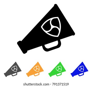 Nem Megaphone icon. Vector illustration style is a flat iconic nem megaphone black symbol with gray, yellow, green, blue color versions. Designed for web and software interfaces.
