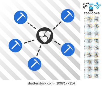 Nem Mining Network pictograph with 7 hundred bonus bitcoin mining and blockchain pictographs. Vector illustration style is flat iconic symbols designed for blockchain websites.