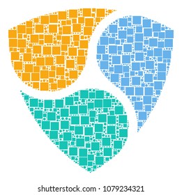 Nem mosaic icon of rectangles and circles in various sizes. Vector items are scattered into nem mosaic design concept.