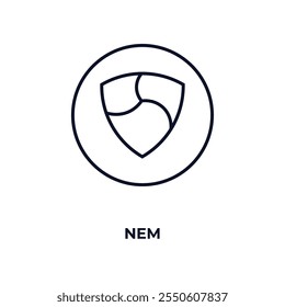 nem  outline icon. Linear vector from cryptocurrency concept. Thin line nem  icon isolated on white background