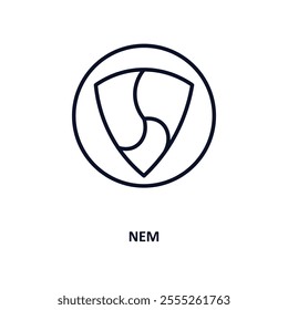 nem outline icon.  Thin line icon from cryptocurrency collection. Editable vector isolated on white background