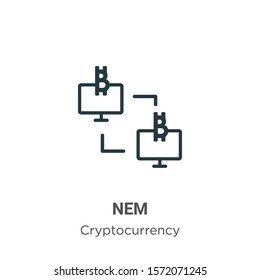 Nem outline vector icon. Thin line black nem icon, flat vector simple element illustration from editable cryptocurrency concept isolated on white background