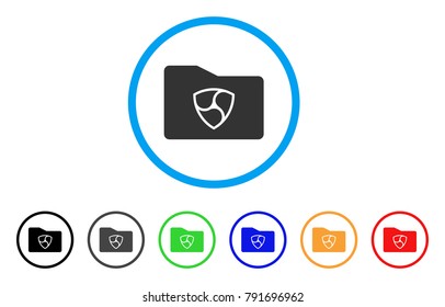 Nem Purse rounded icon. Style is a flat grey symbol inside light blue circle with bonus color variants. Nem Purse vector designed for web and software interfaces.