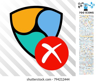 Nem Remove icon with 7 hundred bonus bitcoin mining and blockchain clip art. Vector illustration style is flat iconic symbols design for blockchain apps.