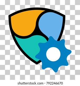 Nem Setup Gear vector pictogram. Illustration style is flat iconic symbol on a chess transparent background.