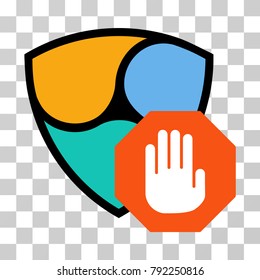 Nem Stop Hand vector pictograph. Illustration style is flat iconic symbol on a chess transparent background.