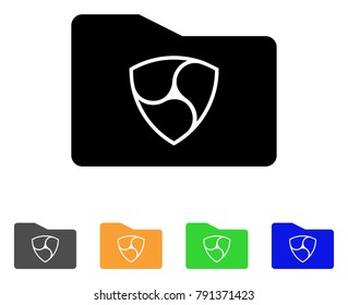 Nem Wallet icon. Vector illustration style is a flat iconic nem wallet black symbol with grey, yellow, green, blue color versions. Designed for web and software interfaces.