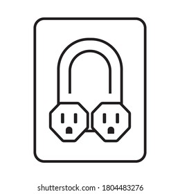 Nema 5-15 grounded power outlet line art vector icon for apps or websites