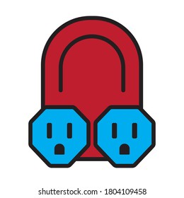 Nema 5-15 power outlet flat color icon for apps or websites