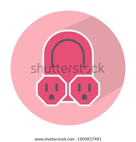 Nema 5-15 power outlet flat icon for apps or websites on a round red background