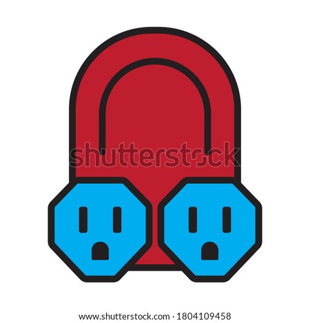 Nema 5-15 power outlet flat color icon for apps or websites