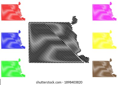 Nemaha County, Nebraska (U.S. county, United States of America, USA, U.S., US) map vector illustration, scribble sketch Nemaha map