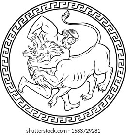 Nemean lion  12 Labours Hercules Heracles  Myths Of Ancient Greece illustration