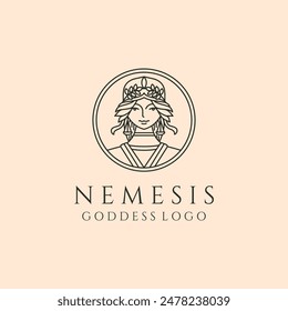 némesis diosa griega línea de arte logo símbolo de Vector ilustración diseño