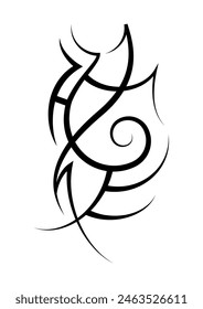 Neo abstract tribal tattoo. Black shoulder tattoo. Cyber sigilism style hand drawn ornament. Celtic gothic body ornament shapes. Maori ethnic sleeve isolated on white background. Sketch art design