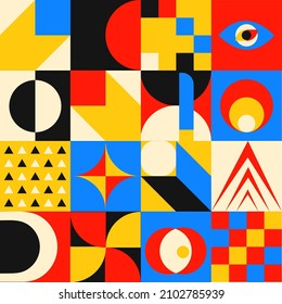 Neo bauhaus style geometric pattern.