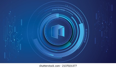 Neo NEO block chain crypto currency digital encryption, virtual money exchange, Technology global network vector illustration background and banner design template. Futuristic web and trading