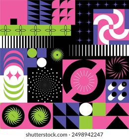 Obra de arte de patrón de neobrutalismo en pleno Vector 
