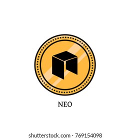 NEO coin crypto currency flat color line icon. Cryptocurrency and blockchain technology. Digital or virtual money, banking sign, symbol, logo, label, badge on isolated background.isolated background.