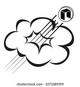  neo coin rises through the cloud on a white background , crypto currency  flies upwards ,  black and white design concept of the situation.