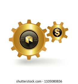 Neo Cryptocurrency Coin Dollar Fiat Exchange Gold Cogwheel Mechanism
