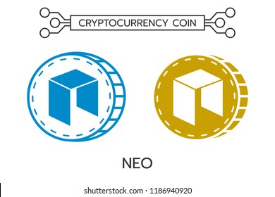 NEO cryptocurrency coin line and flat art. icon of virtual currency. Symbol of digital money