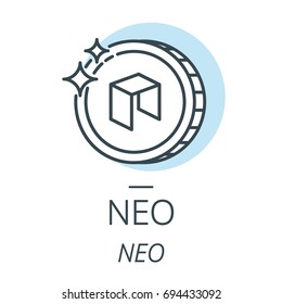 NEO cryptocurrency coin line, icon of virtual currency