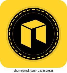 Neo cryptocurrency coin symbol. Bitcoin sign. e-money. Currency mining farm. Flat shadow premium design. yellow background black vector. product brand service label banner board display. App icon.