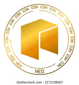 Símbolo vectorial de criptodivisa neo. Logo de color dorado plano de Blockchain en ilustración vectorial de fondo blanco.